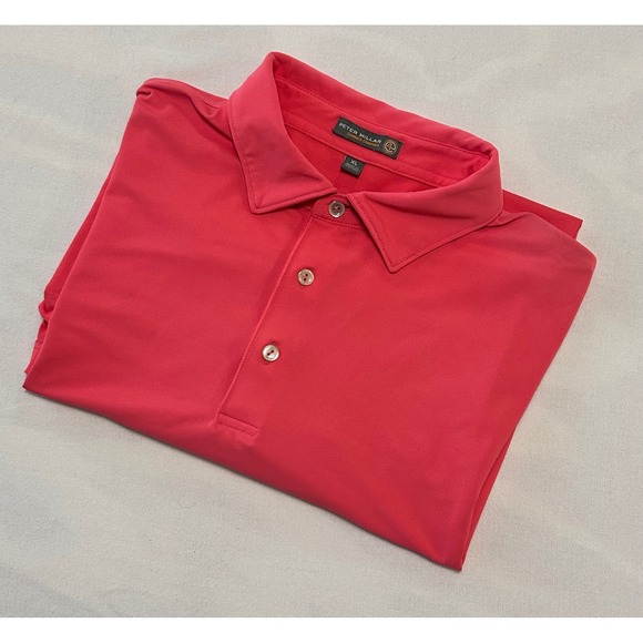Peter Millar Polo Shirt Performance Golf Athletic Stretch Pink XL - Picture 8 of 8
